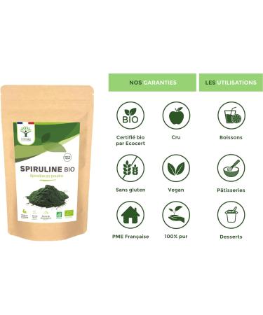 Spiruline Bio - 65% Prot ines 14% BCAA 17% Phycocyanine Fer - Energie Sport Immunit - 100% Pure en Poudre - Bioptimal Marque Fran aise -Conditionn en France - Certifi Ecocert - 100 g 100 g (Lot de 1) - Buy Online on GoSupps.com