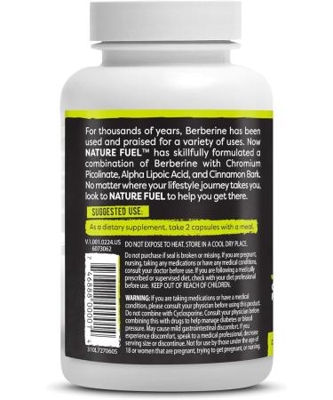 Healthy Delights Nature Fuel Berberine Capsules Berberine Supplement with Berberine HCl Chromium Picolinate Alpha Lipoic Acid and Cinnamon Bark 60 Count 30 Servings 60 Count (Pack of 1) - Buy Online on GoSupps.com