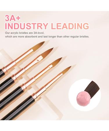 LEDSUUEI Acrylic Nail Brush Set - 4pcs Kolinsky Brushes for Acrylic Powder - Durable Brush for Beginners - D-BLACK - Buy Online on GoSupps.com