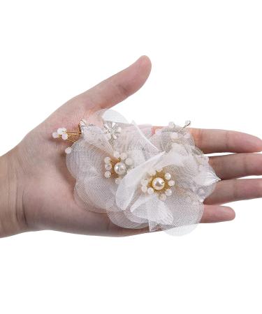 2pcs White Flower Hair Clip with Pearl Wedding Hair Comb - Bridal Hair Accessory for Bride, Bridesmaid, Women, Mother, Girl - Valentine's Day Gift - Buy Online on GoSupps.com