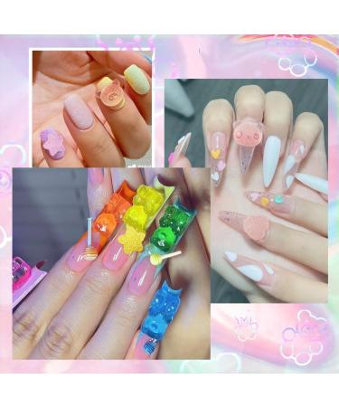 3D Mix Assorted Color Nail Charms Acrylic Multi Cute Nail Art Charms Hollow Candy Jewelry Nail Supplies for Nail Art Design DIY Crafts Accessories (Colorful Bear) - Buy Online on GoSupps.com