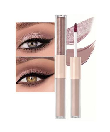 Rosy Brown Liquid Eyeshadow Matte Double Ended Glitter Eyeshadow Sticks Metallic Eyeshadow Pencil Primer Base Quick Drying Waterproof Long Lasting Highlight Stick Shadow Pen Eye Makeup (#1) #1 Rosy Brown