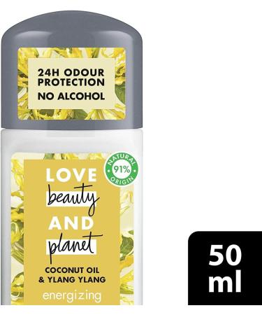 Love Beauty & Planet D odorant Femme Vegan Bille Energie Extrait Naturel d'Ylang Ylang et Huile de Coco Bio Certifi Vegan 50ml-Lot de 3 - Buy Online on GoSupps.com