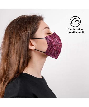 NU R Paisley 3 Ply Disposable Face Mask with Filter Layer and Elastic Earloop - 10 pcs | Retail Sealed Bags | PAISLEY-013 - Buy Online on GoSupps.com