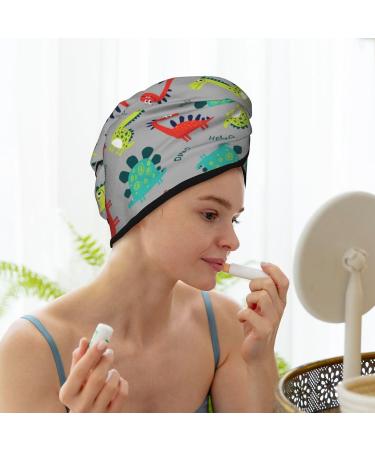 Buy Cute Dinosaur Hair Towel Wrap | Quick Drying Hair Drying Turban with Button - Buy Online on GoSupps.com