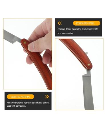 Lurrose Carbon Steel Straight Razor Kit | Professional Men's Straight Edge Barber Razor with Vintage Wood Handle for Precision Shaving - Buy Online on GoSupps.com