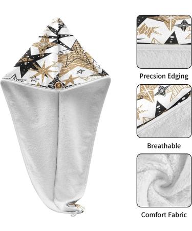 Black and Gold Doodle Stars Dry Hair Cap | 2 Piece Quick Drying Towel Set with Button Headband | Super Absorbent & Soft Towel for Fast Hair Drying - Buy Online on GoSupps.com