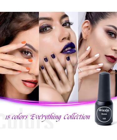 DRIZZLE. BEAUTY 21 Pcs Gel Nail Polish Kit - Soak Off UV Gel Set with Black, White, Glitter, Nude, Gray & Neon Colors - Starter Kit with Top Coat and Base Coat - Buy Online on GoSupps.com