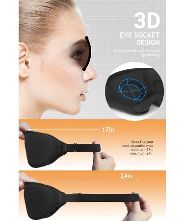3D Contoured Cup Sleep Mask for Men and Women | Soft Breathable Blackout Blindfold for Side Sleepers | Adjustable Buckle | Black+Gray - Buy Online on GoSupps.com