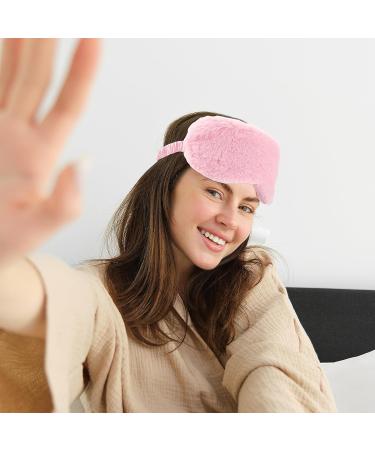 Plush Eye Mask Set - Soft Satin Sleep Masks for Men & Women | Comfortable Synthetic Fur Eye Covers (White & Pink) - Perfect Gift for Relaxation - Buy Online on GoSupps.com