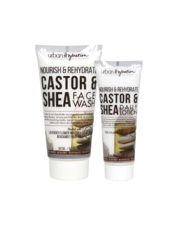 Urban Hydration Castor and Shea Face Cleanser and Face Lotion Duo Pack | Combats Dry Skin Cleanses Hydrates and Evens Skin Tone For All Skin Types Leaves Skin Glowing and Smooth