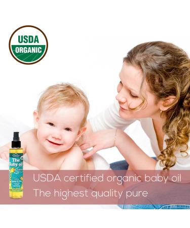 USDA Certified Organic Baby Oil with Calendula, Jojoba, and Olive Oil - 5 fl. Oz (Pure Unscented) - Buy Online on GoSupps.com