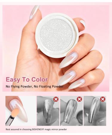 Poudre Chrome Ongle Dor : 6pcs Blanc Nacr Poudres Chrom E Ongle Effet Sirene Ongle Holographi Rose Poudre Ongle Iris Paillet E Argent Pigment E Effet Miroir M Tallique Nail Art DIY Decor 1A-gold laser yellow white silver - Buy Online on GoSupps.com
