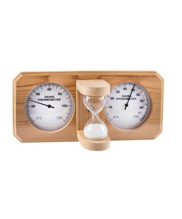 Saunify Sauna Measuring Device 3 in 1 Thermometer Hygrometer and Hourglass (Cedar)