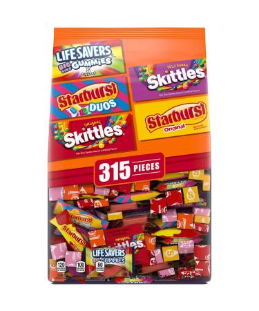 LIFE SAVERS Gummy, STARBURST Duos and Original & SKITTLES Wild Berry and Original Fun Size Chewy Bulk Halloween Candy Assortment - 97.68oz/315 pieces