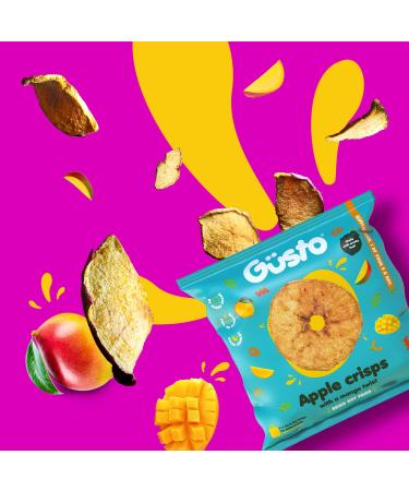 Gusto Snack's Crispy Apple Chips with Mango Juice - Healthy Vegan Gluten-Free Snack Box | 20g (12 Bags) Low-Fat Dried Fruit Chips Rich in Fiber - Buy Online on GoSupps.com