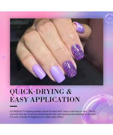 AZUREBEAUTY Dip Powder Set - 6 Pink Violet Purple Glitter Colors for Quick-Drying French Manicure - No Lamp Needed - Buy Online on GoSupps.com