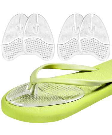 Gel Metatarsal Pads with Thong Sandal Toe Protectors for Flip-Flops Ball of Foot Cushions Insoles for Thong Sandal Relieve Forefoot Pain for Women and Man - 2 Pairs (Clear)