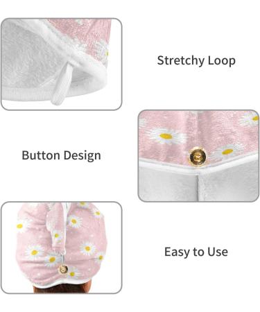 Buy Pink Daisy Dry Hair Cap - 2 Piece Quick Drying Towel Set with Button Headband | Super Absorbent & Soft Comfort for Fast Hair Drying - Buy Online on GoSupps.com