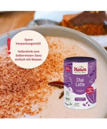 Natura Organic Chai Latte Oat Drink Powder - Gluten-Free & Vegan - 250g Instant Oat Powder for 2.5 Liters - Buy Online on GoSupps.com