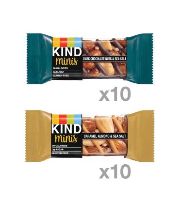 KIND Bar Minis Variety Pack - Dark Chocolate Nuts & Sea Salt/Caramel Almond & Sea Salt | 80 Count, 100 Calories, Gluten-Free | 56oz (Pack of 1) - Buy Online on GoSupps.com