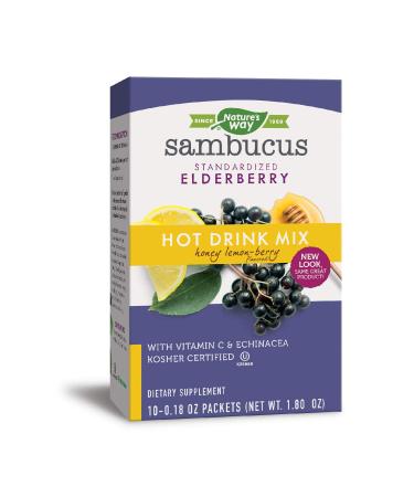 Nature's Way Sambucus Soothing Elderberry Hot Drink Mix, with Vitamin C & Echinacea, 10 Count