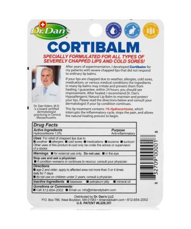 Dr. Dan's Cortibalm 3-Pack - Healing Lip Balm for Dry Cracked Lips - Men, Women, Children - 0.14 oz - Buy Online on GoSupps.com