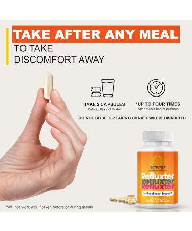 Nutritist Refluxter Sodium Alginate Capsules Natural Acid Reflux & GERD Relief Supplement. Supports LPR Silent Reflux Heartburn Indigestion. Alginate Therapy. Alginato de Sodio. Made in USA - Buy Online on GoSupps.com