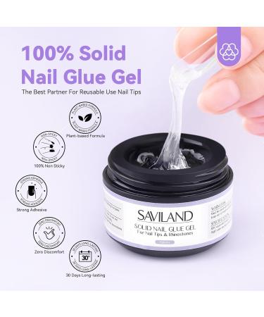 Saviland Solid Nail Glue Gel 2PCS - Extra Strong False Nail Glue for Long Lasting Press on Nails | 15g Acrylic & Rhinestone Adhesive - Home Salon DIY | U V/LED Lamp Cured - Buy Online on GoSupps.com