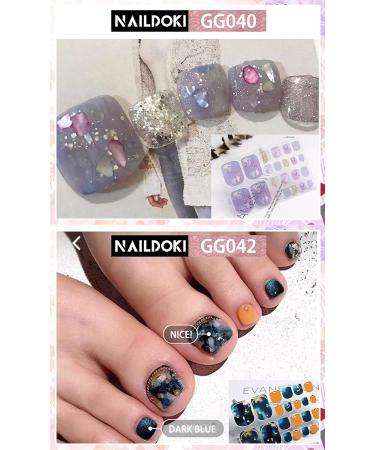 NAILDOKI Nail Stickers 12 Sheets x 22 Pieces - Self-Adhesive Gel Nail Wraps for Women and Girls - F-01 Design - Buy Online on GoSupps.com