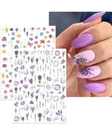 JMEOWIO 10 Sheets Spring Nail Art Stickers Decals Self-Adhesive Summer Blue Butterfly Nail Supplies Nail Art Design Decoration Accessories Flower D - Buy Online on GoSupps.com