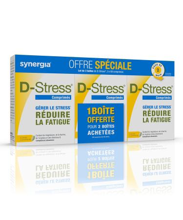 D-STRESS Tablets Pack of 3 Boxes Including 1 Box | 3rd Generation Magnesium + Taurine + Arginine + B Vitamins | Manages Daily Stress and Reduces Fatigue | Lab Synergia