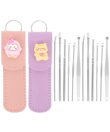 LALAFINA Ear Wax Removal 2 Sets Ear Cleansing Tool Kit Ear-Wax Cleaner Tool Ear Picks Curette Ear Scoop Picking Tool Earwax Removal Kit with Storage Box for Home Travel Ear Cleaner