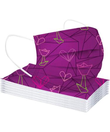 ZQP 20PCS Adult Valentine's Day Theme Disposable Decors Dustproof Windproof Face Bandanas_Covering_Decor For Women And Men Couple Fashion Multicolor Love Heart Print Mouth Covering Cotton Fabric 20PCS E - Buy Online on GoSupps.com