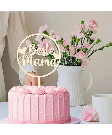 Best Mom Cake Topper | Wooden Mom Cake Decoration for Birthdays & Mother's Day | 15 x 23 cm - Buy Online on GoSupps.com