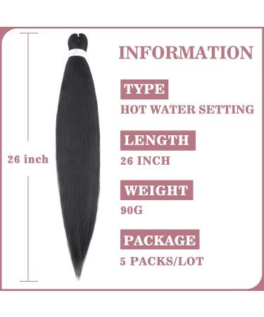 66cm Pre-Stretched Braids - 5 Bundle Yaki Crochet Hair Extensions - Natural Black Anti-Stretched Braiding Hair - Buy Online on GoSupps.com