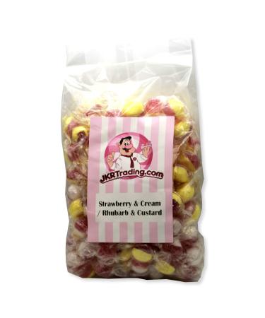 Rhubarb And Custard Strawberry And Cream Wrapped 1KG Bag