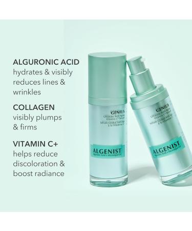 Algenist GENIUS Ultimate Anti-Aging Vitamin C+ Serum | Vegan Brightening Serum with Alguronic Acid & Microalgae Oil | Non-Comedogenic & Hypoallergenic Skincare 1 Fl Oz - Buy Online on GoSupps.com