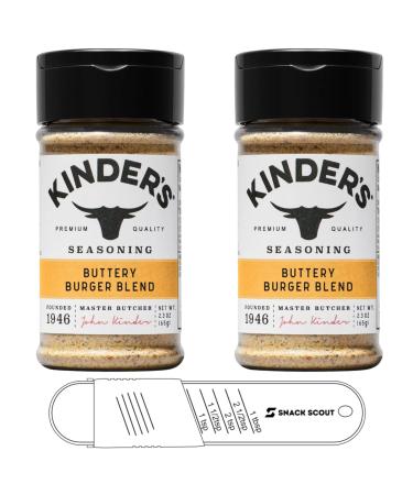 Kinder's Buttery Burger Blend Seasoning 2.1 oz Pack of 2 Bundle With Snack Scout Adjustable Measuring Spoon