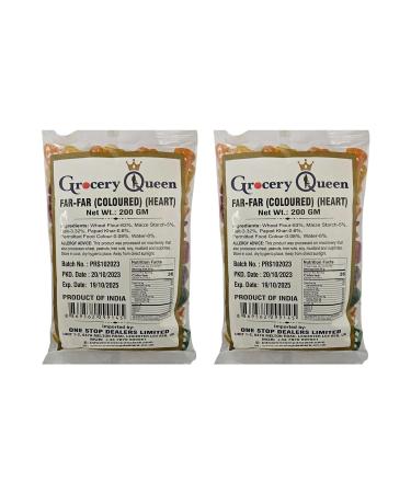 One Stop Dealers Far Far (Fryums) (200 Gram) - A Flaky Crispy And A Bit Sweet And Salty In Taste Vibrant Snacks Either Eaten As A Snacks Or Served To Accompany A Meal (Colored Heart Pack of 2) Colored Heart 1 count (Pack of 1)