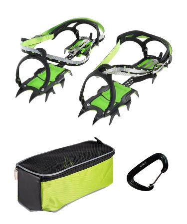 HUAYE BRS 14 Teeth Ice Crampons Snow Skid Spikes Winter Snow Boots Shoe Cover Clips with a Carabiner for Outdoor Snow Hiking and Climbing 2.5 Centimeters - Buy Online on GoSupps.com