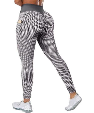 LIEIKIC TIK Tok Leggings with Pockets, High Waist Butt Lift Yoga Pants for Women, Gray - Size Small - Buy Online on GoSupps.com