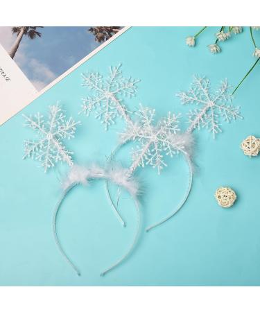 Lezevn Snowflake Headband Christmas Feather Glitter Snowflake Hair Hoop for Girls Party Banquet Hair Accessory (6) - Buy Online on GoSupps.com