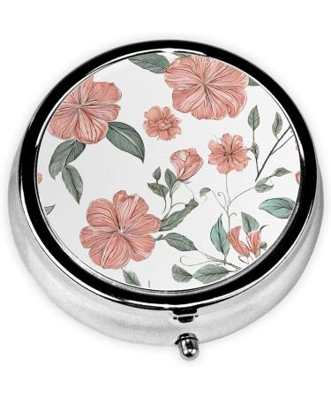 Hawaiian Flower Print Mini Round Pill Box - 3 Compartment Travel Organizer for Medicine & Pills - Portable Case for Home & Office Use - Buy Online on GoSupps.com