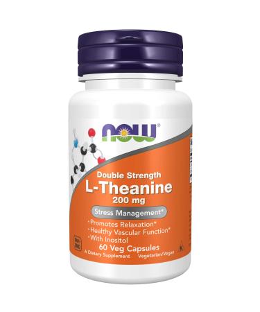 Now Foods L-Theanine Double Strength 200 mg 60 Veg Capsules