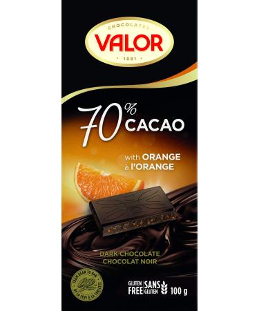 Valor Dark Chcocolate 70% Cocoa With Orange 3.5 oz (100 g)