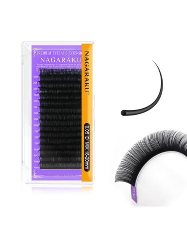 Nagaraku single eyelashes individual eyelash extension permanent volume eyelashes eyelash extensions gently of course matt black 16 rows (thick 0.05 d curl length 16-20mm mix) 16-20mm mix 0.05 d