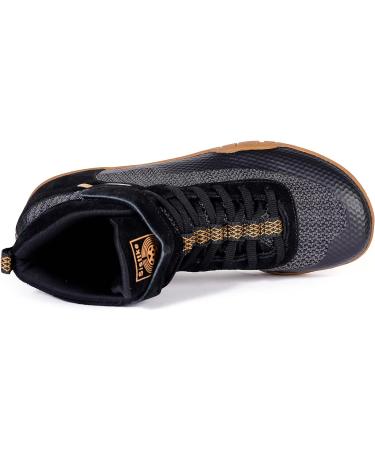 Wrestling Shoes Men Boxing Shoe Fitness Sneakers - Zero Drop Sole - 10 Wide - Black/Gold - Buy Online on GoSupps.com