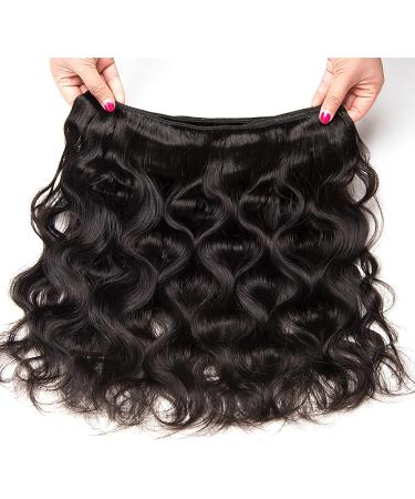 Lomelomme Natural Hair Extensions - Real Body Wave Human Hair Bundles & Closure (16/18/20/22 Inch) - Black Brazilian Wavy Hair for Women - International Shipping Available - Buy Online on GoSupps.com