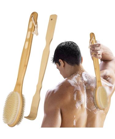 Back Scrubber for Shower  Body Brush & Back Scratcher Set with Long Handle for Adult Men Women  Bath Dual-Sided for Wet or Dry Brushing  Exfoliating Skin.